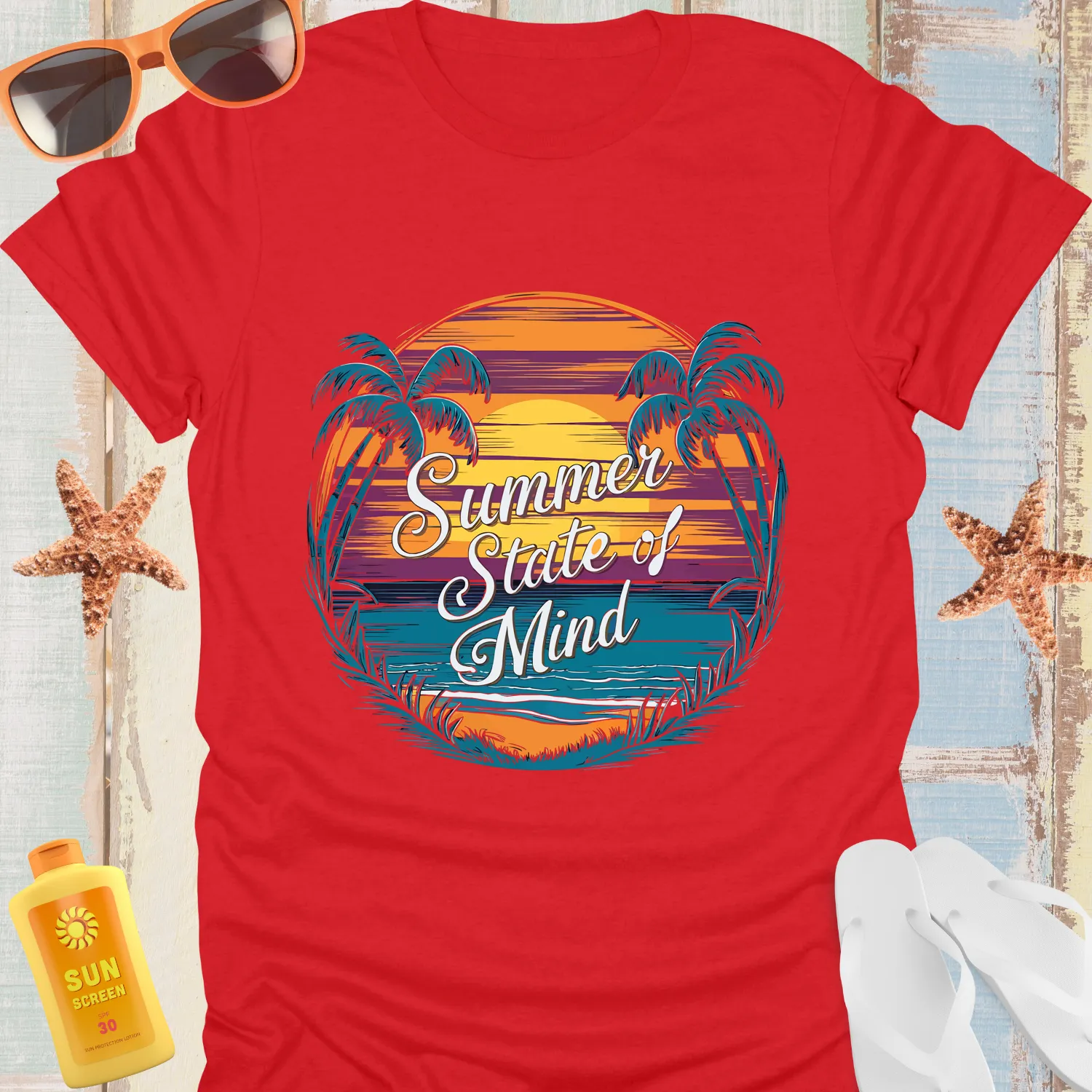Summer Vibes Sunset Beach Graphic Tshirt For Relaxation