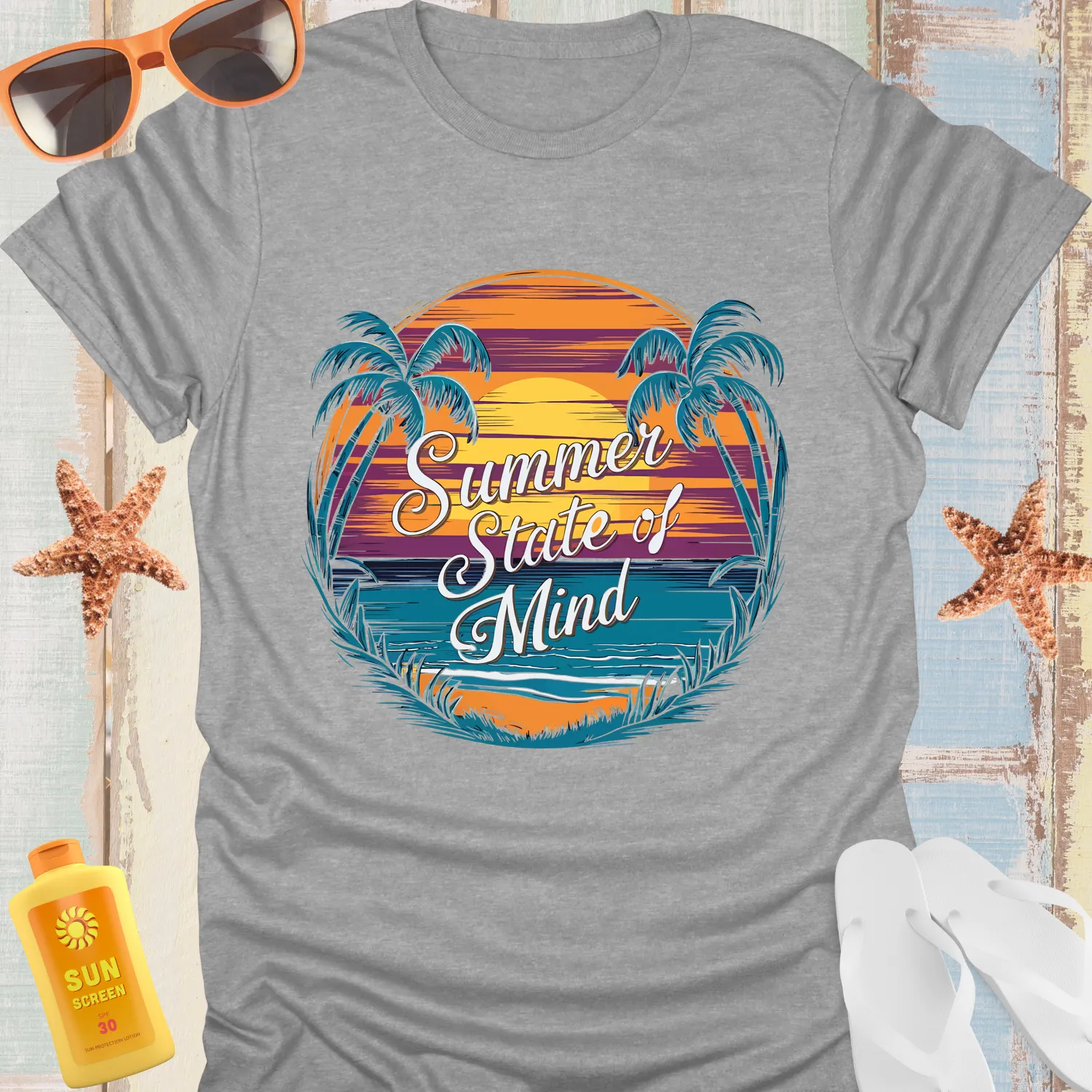 Summer Vibes Sunset Beach Graphic Tshirt For Relaxation