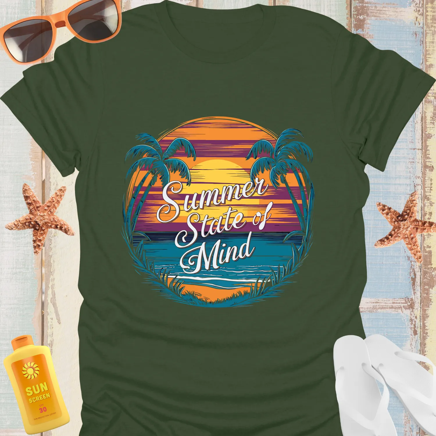 Summer Vibes Sunset Beach Graphic Tshirt For Relaxation