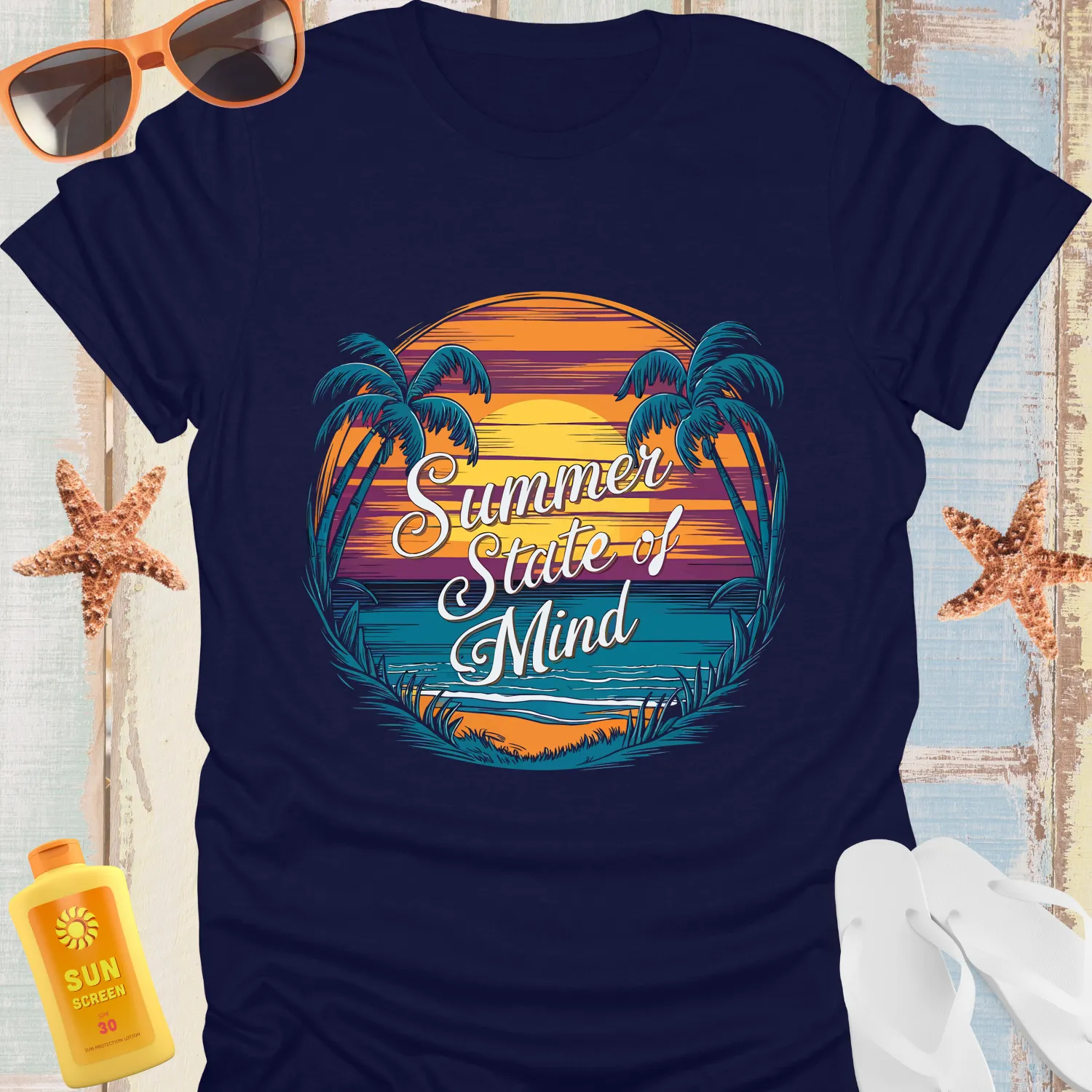 Summer Vibes Sunset Beach Graphic Tshirt For Relaxation