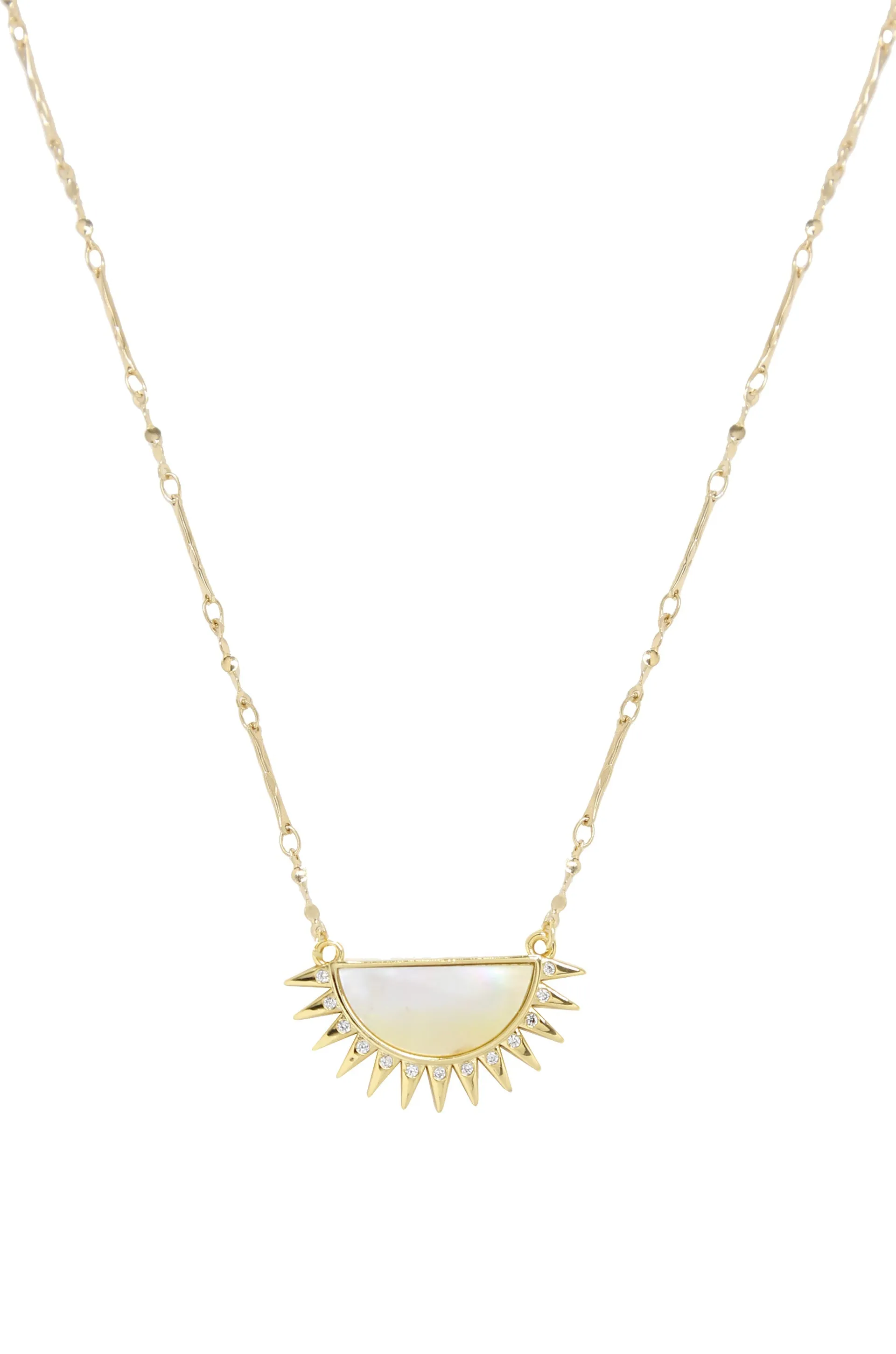 Sunset Reflection Mother of Pearl 18k Gold Plated Pendant Necklace