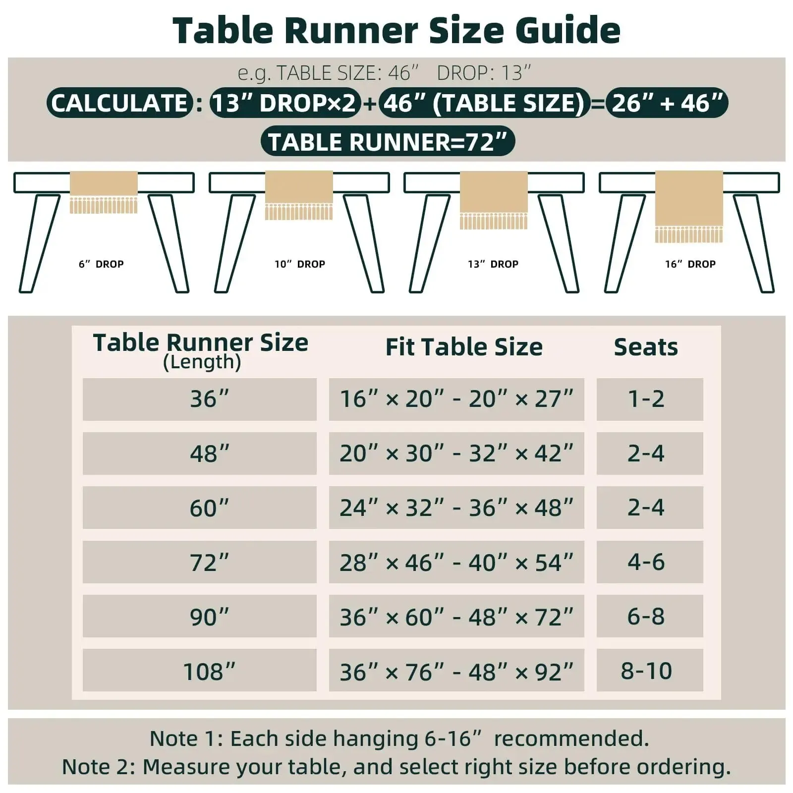 Table Runner Farmhouse Style, Boho Table Runner