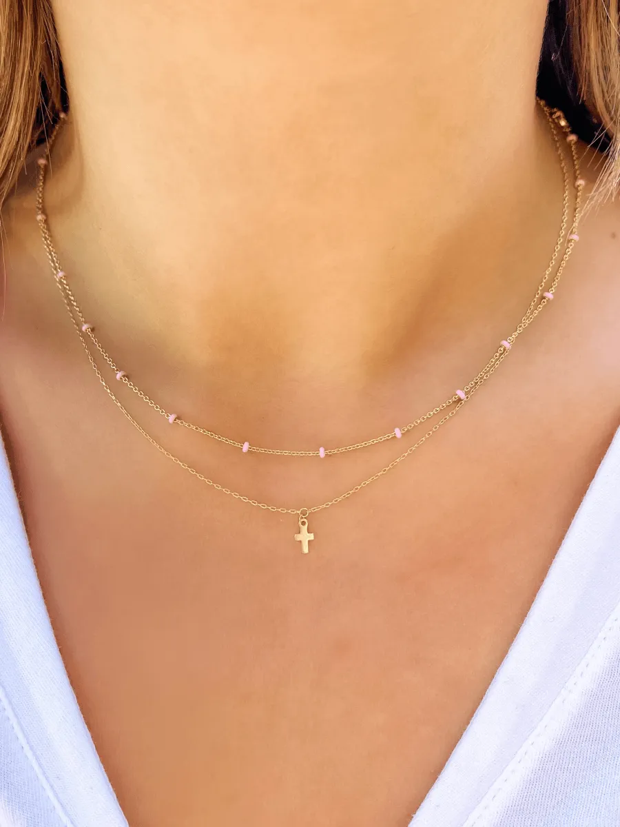 Tiny Cross Necklace 14K