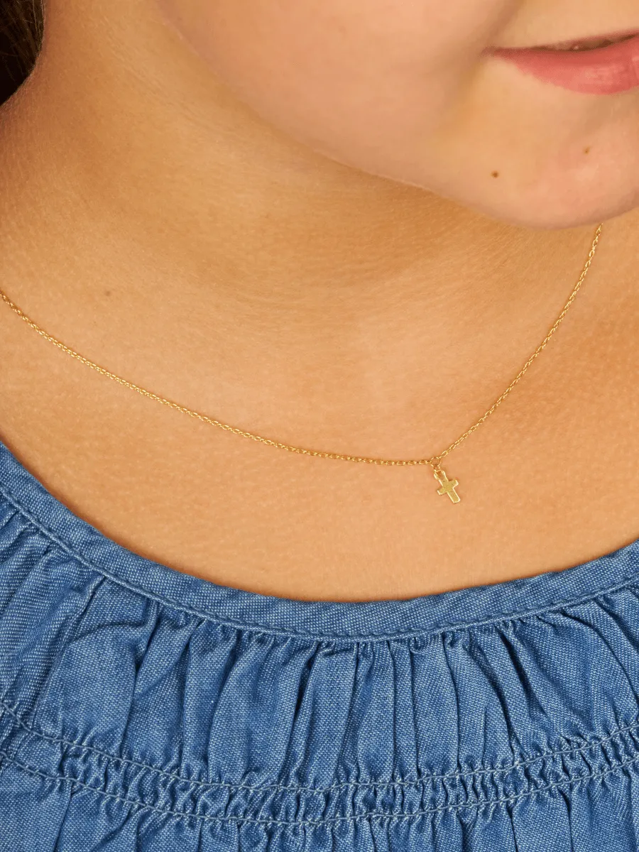 Tiny Cross Necklace 14K