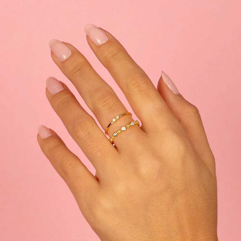 Tiny Double CZ Bezel Ring