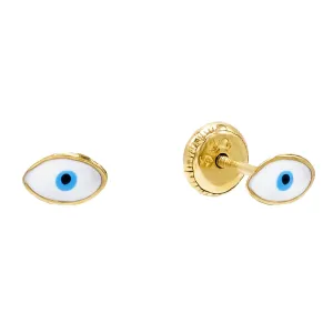 Tiny Enamel Eye Stud Earring 14K