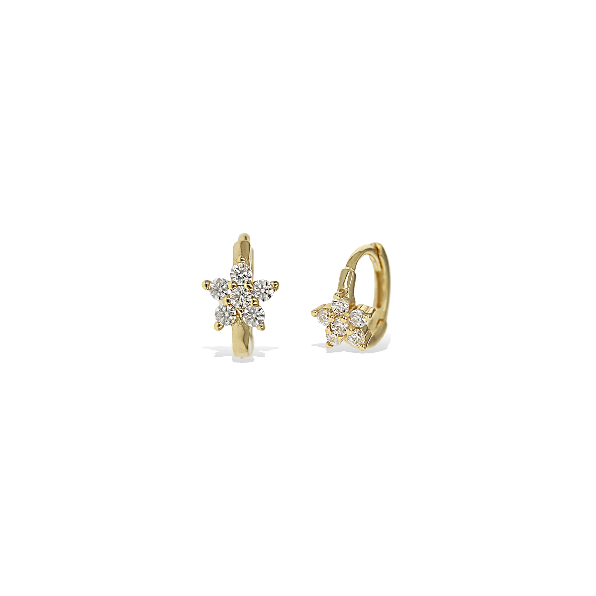Tiny Flower Huggie Hoops