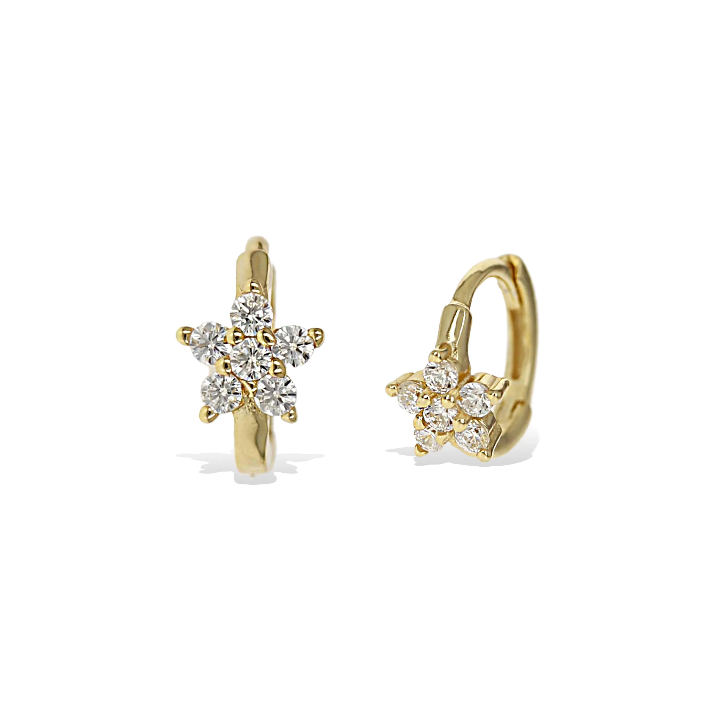 Tiny Flower Huggie Hoops