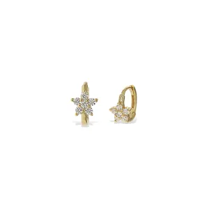 Tiny Flower Huggie Hoops