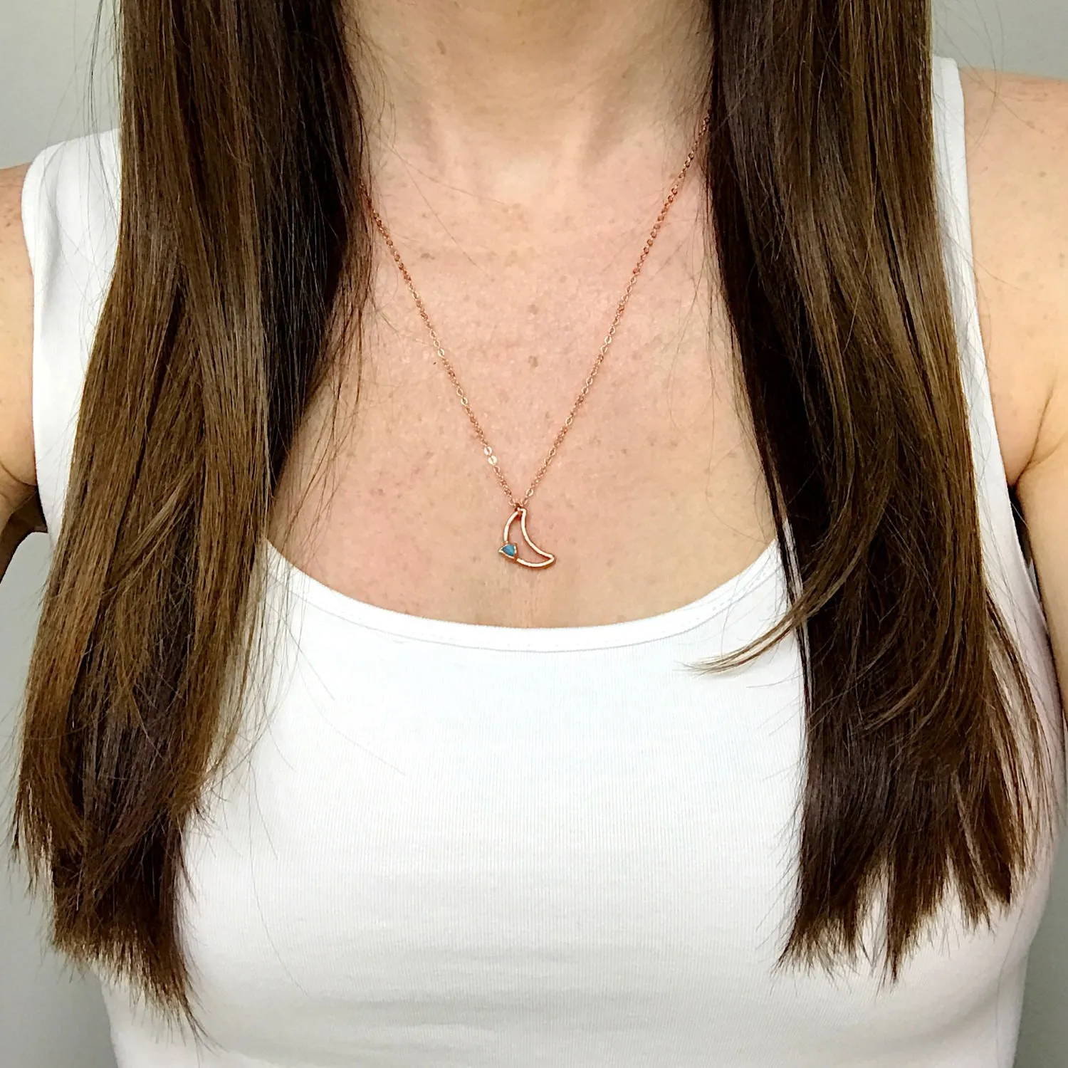 Tiny Gem Moon Necklace