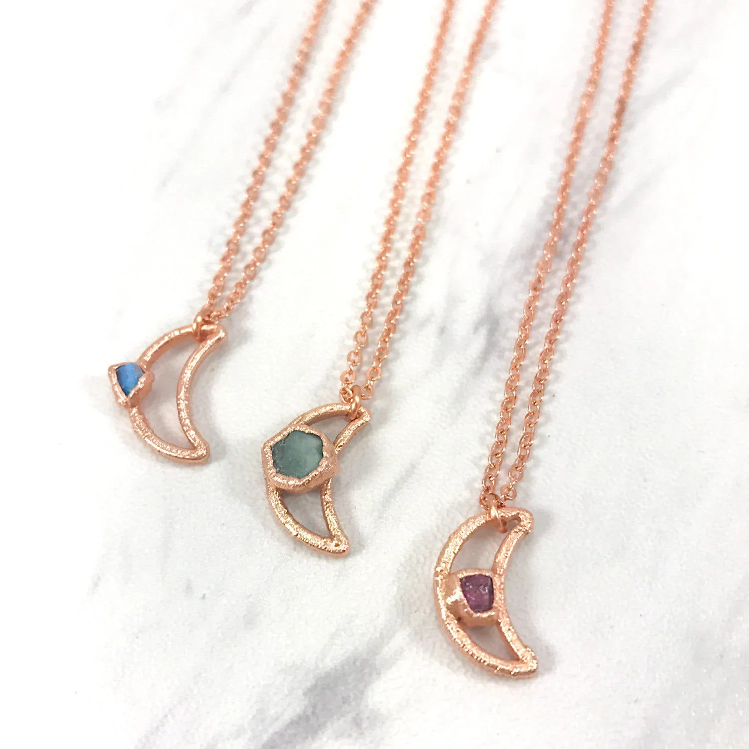Tiny Gem Moon Necklace
