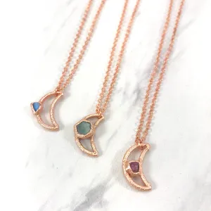 Tiny Gem Moon Necklace