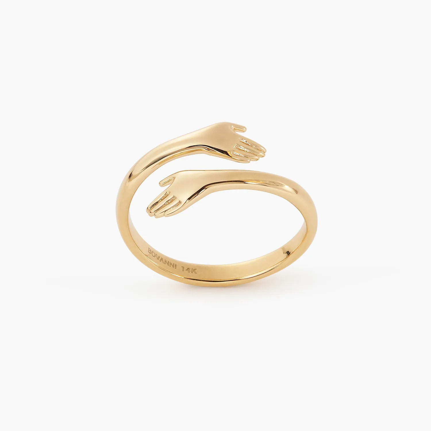 Tiny Golden Love Hugging Hand Stackable Ring