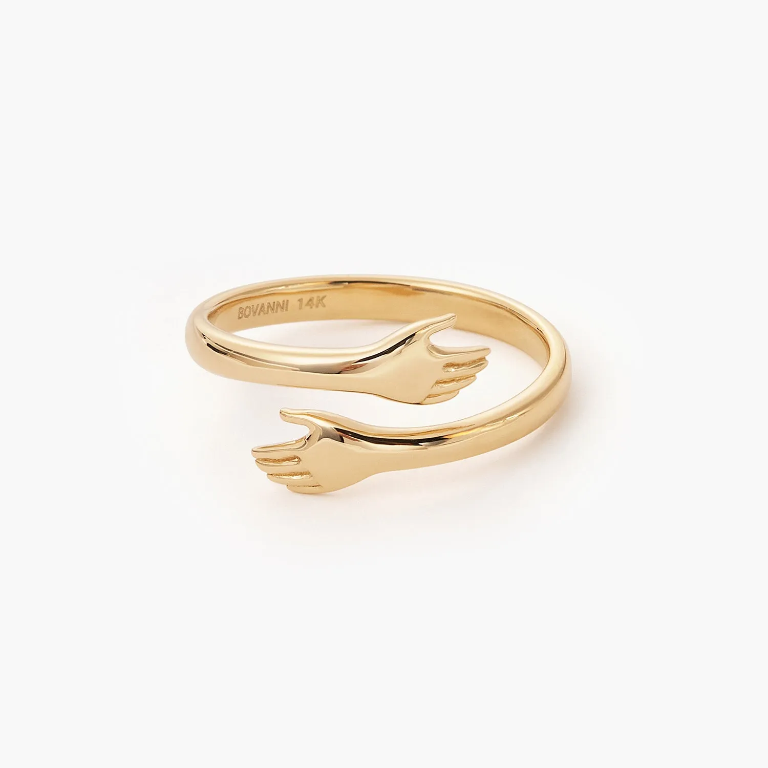 Tiny Golden Love Hugging Hand Stackable Ring