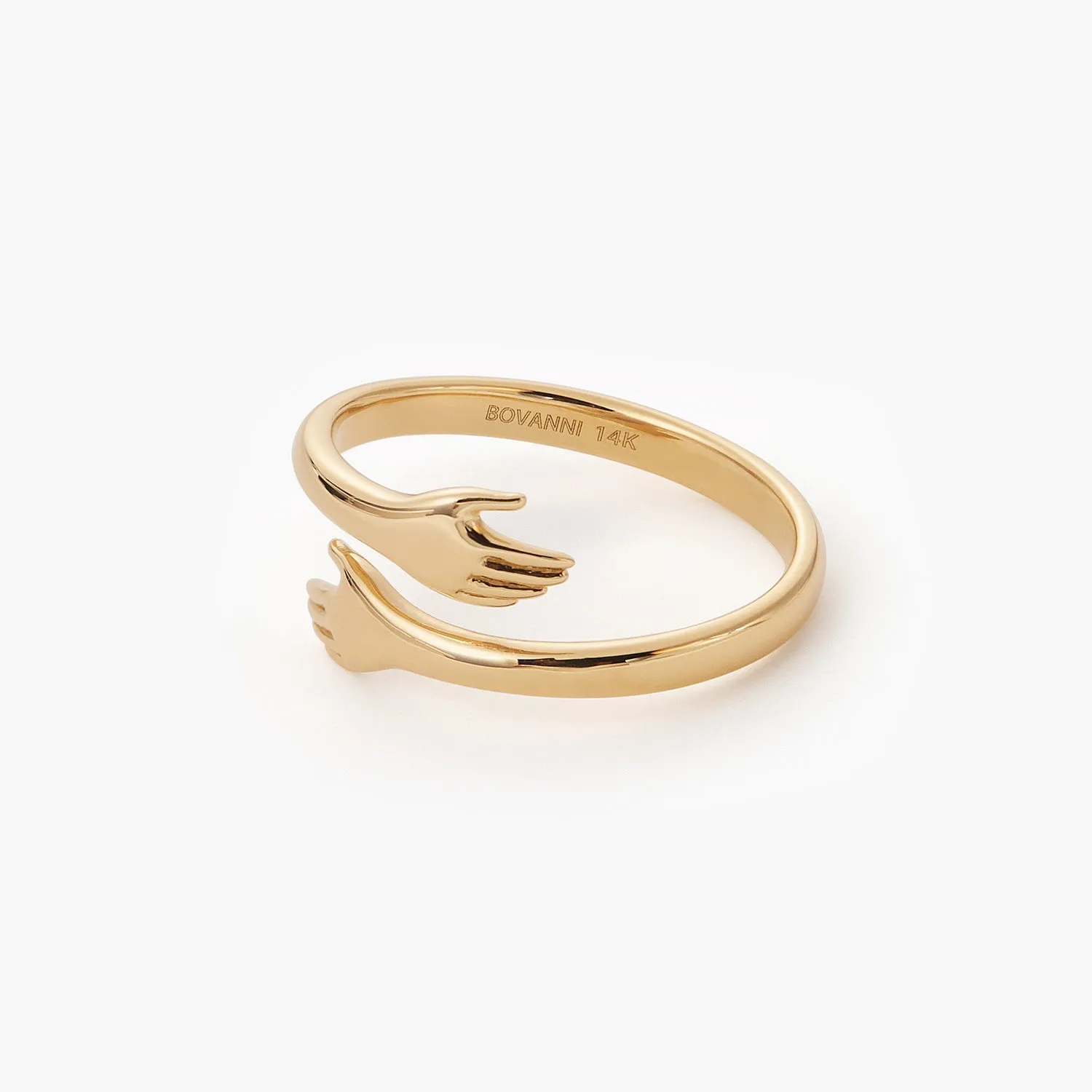 Tiny Golden Love Hugging Hand Stackable Ring