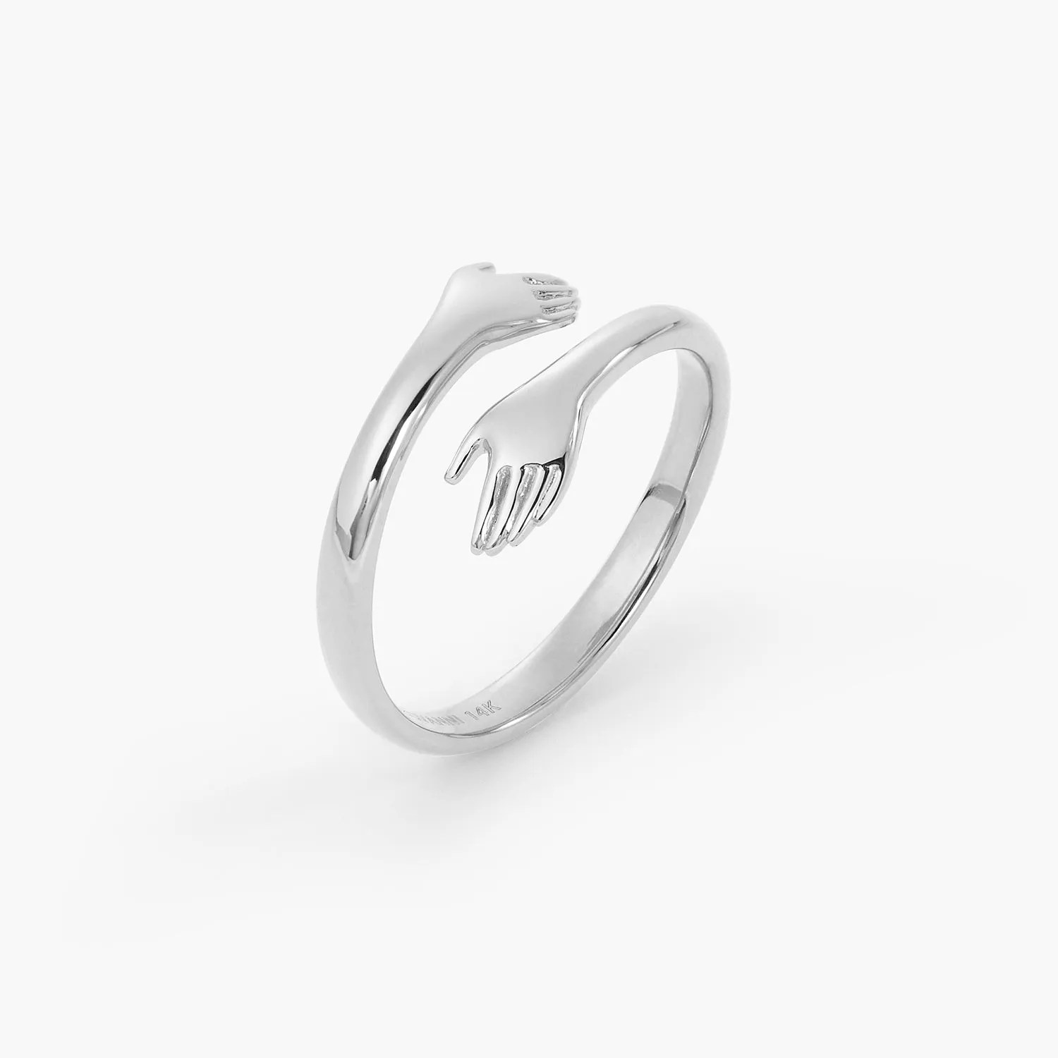 Tiny Golden Love Hugging Hand Stackable Ring