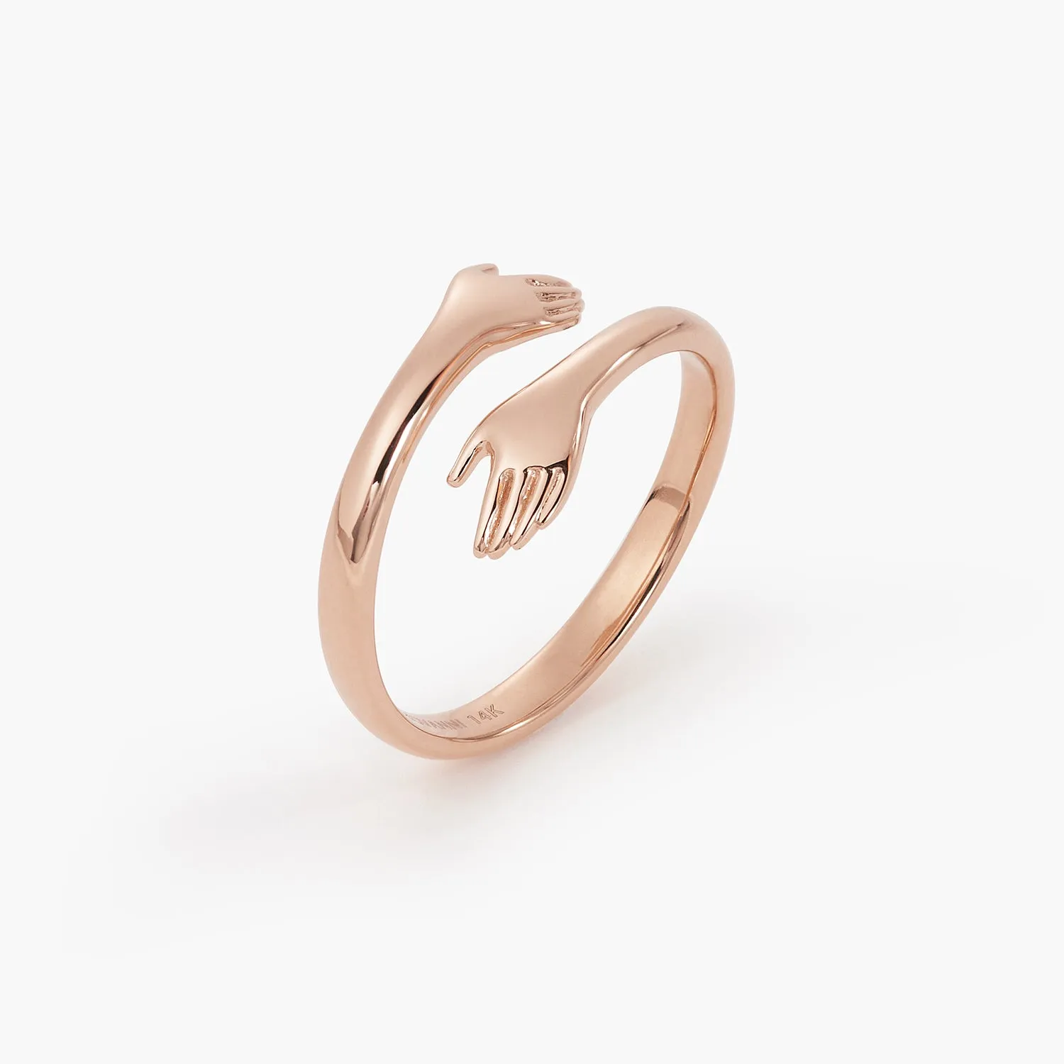 Tiny Golden Love Hugging Hand Stackable Ring