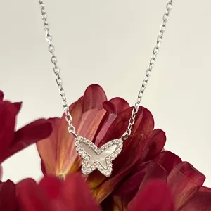 Tiny Mother of Pearl Butterfly Necklace - Gold or Silver