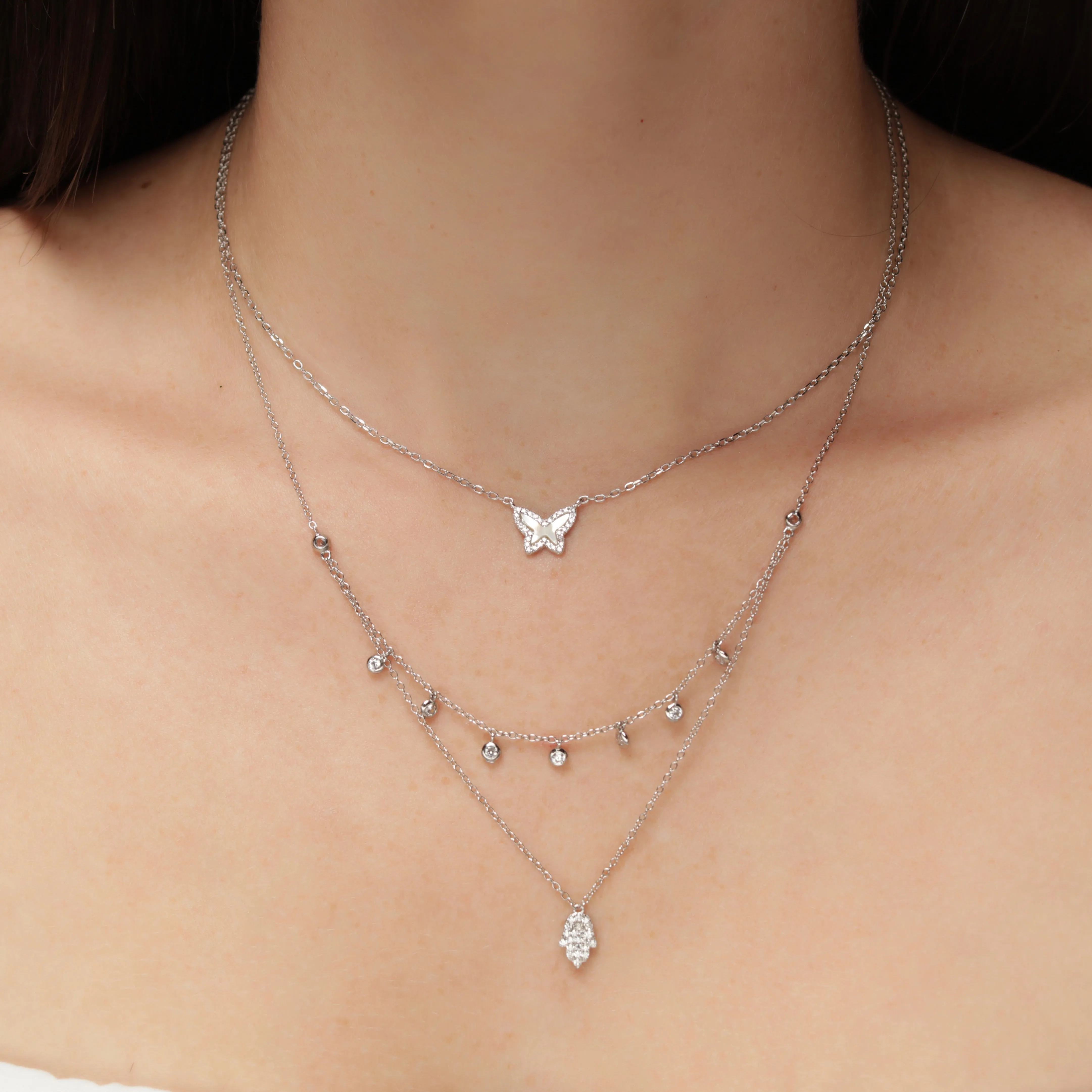 Tiny Mother of Pearl Butterfly Necklace - Gold or Silver