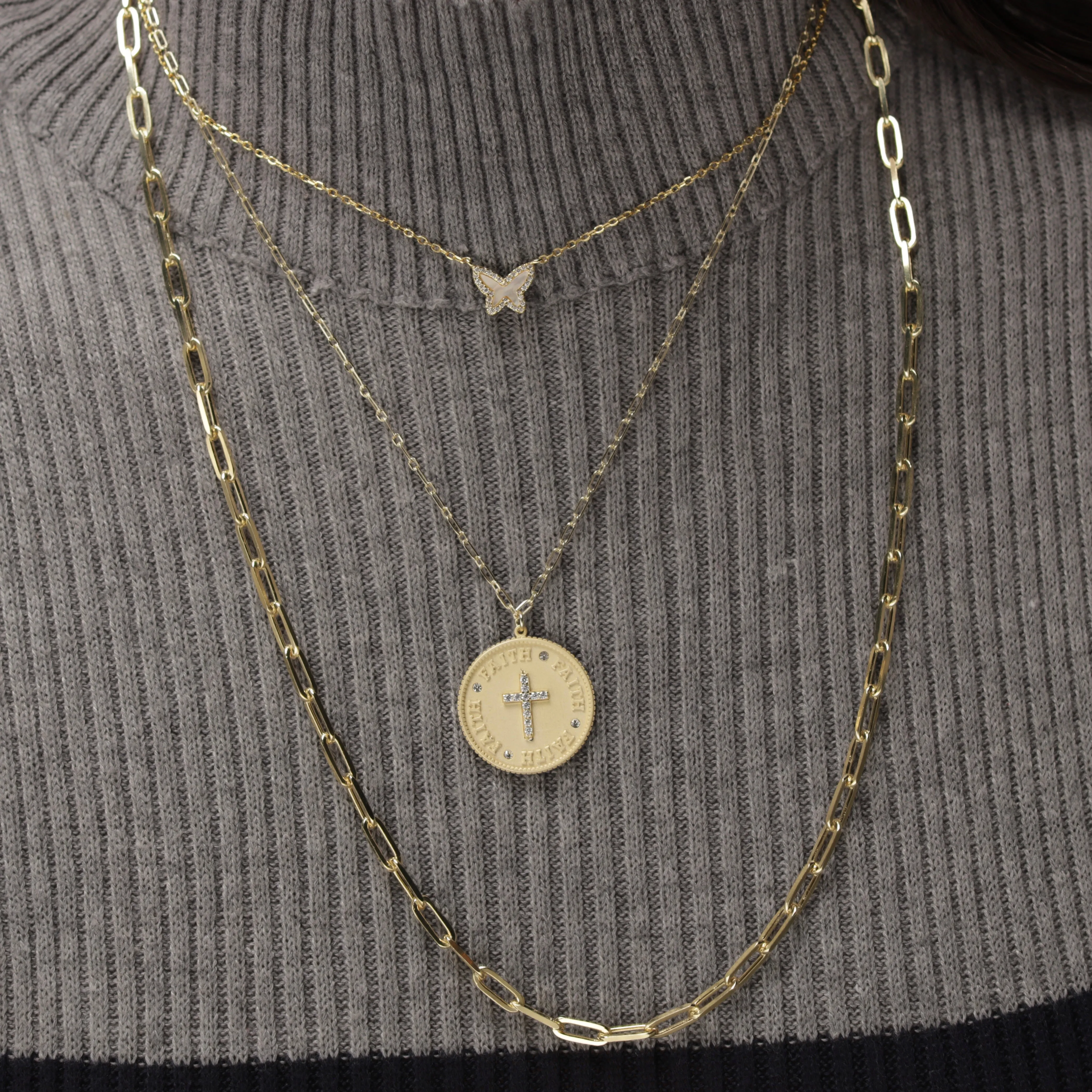 Tiny Mother of Pearl Butterfly Necklace - Gold or Silver
