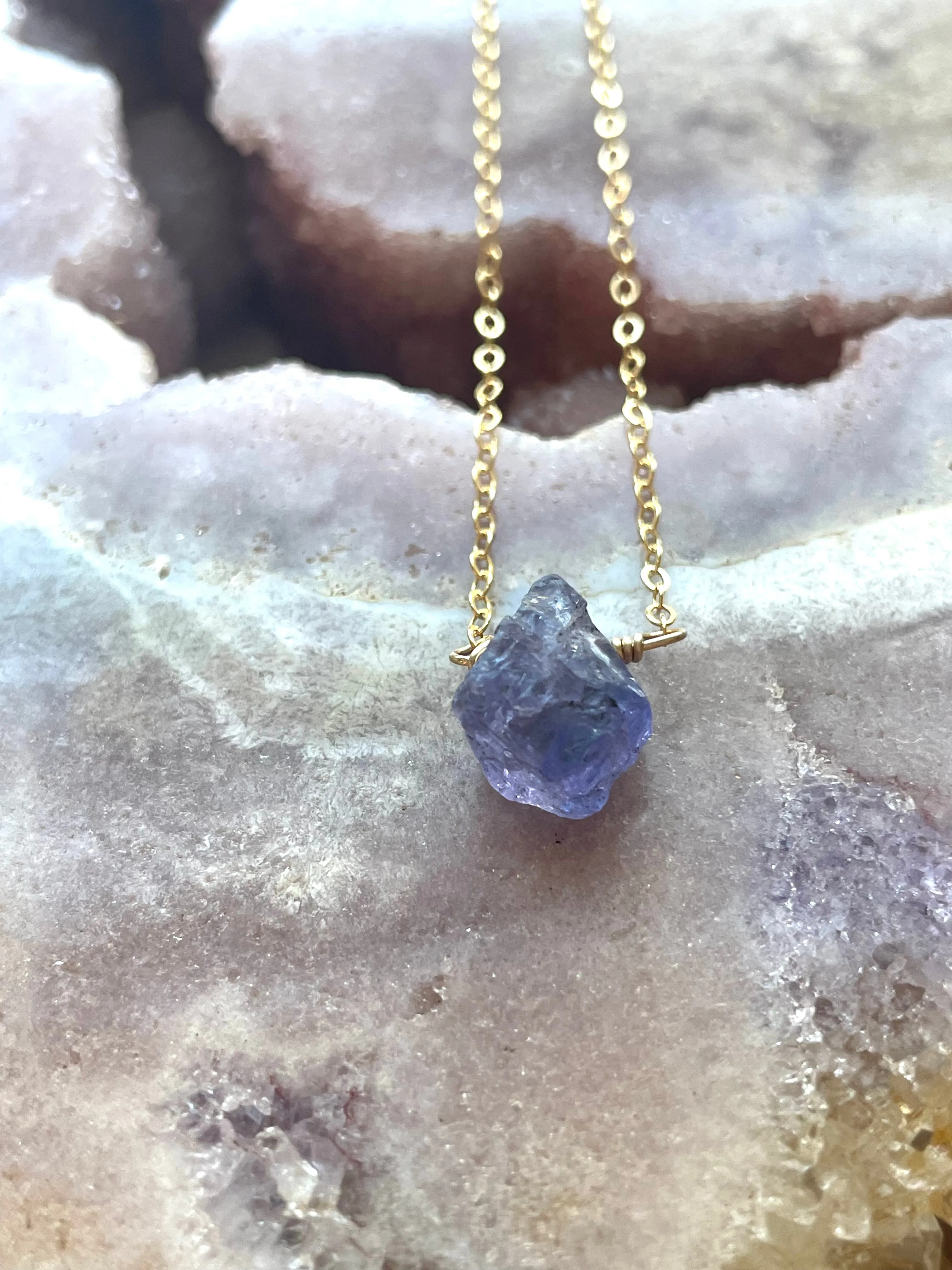 Tiny Raw Tanzanite Gold Filled