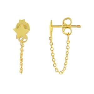 Tiny Star Chain Stud Earring