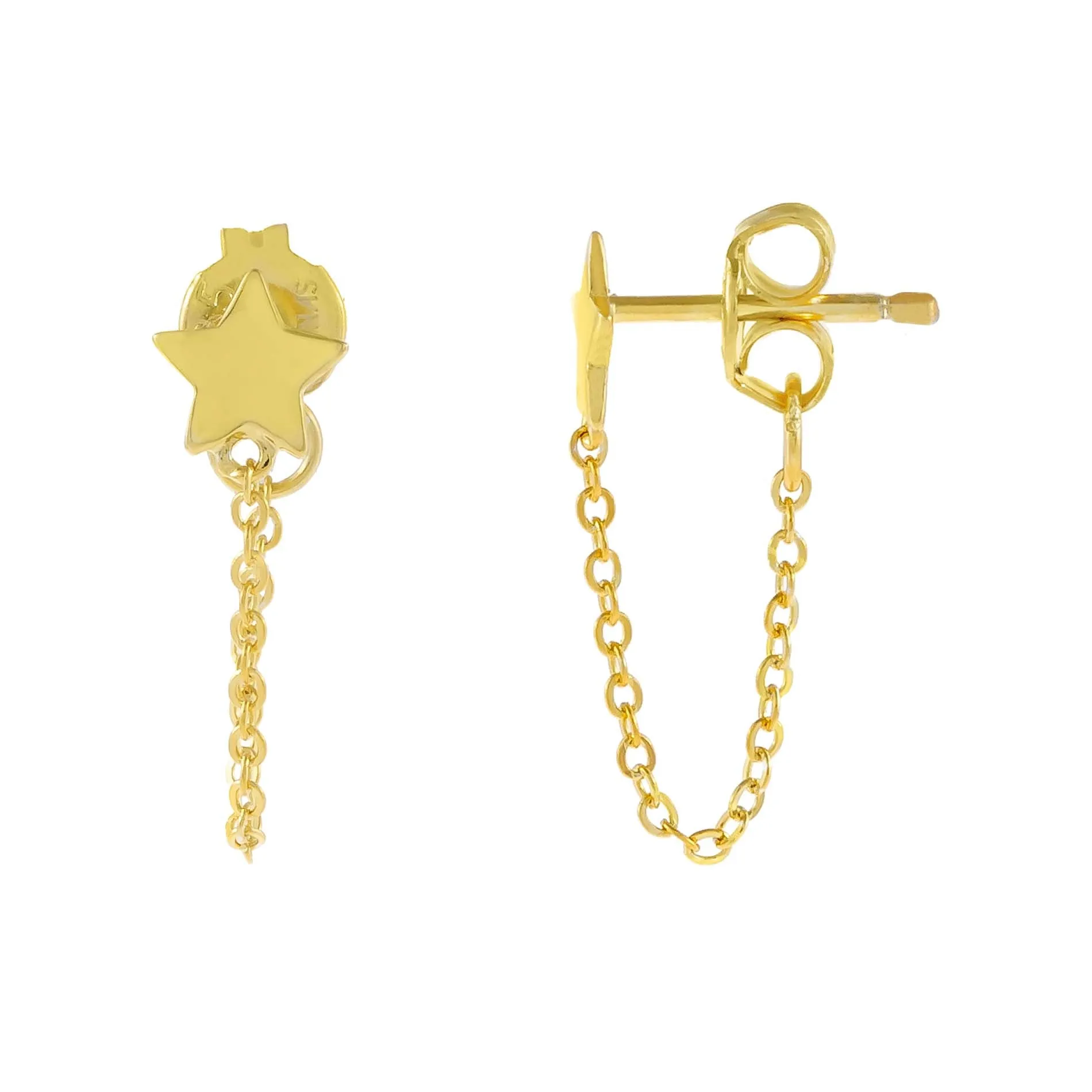 Tiny Star Chain Stud Earring