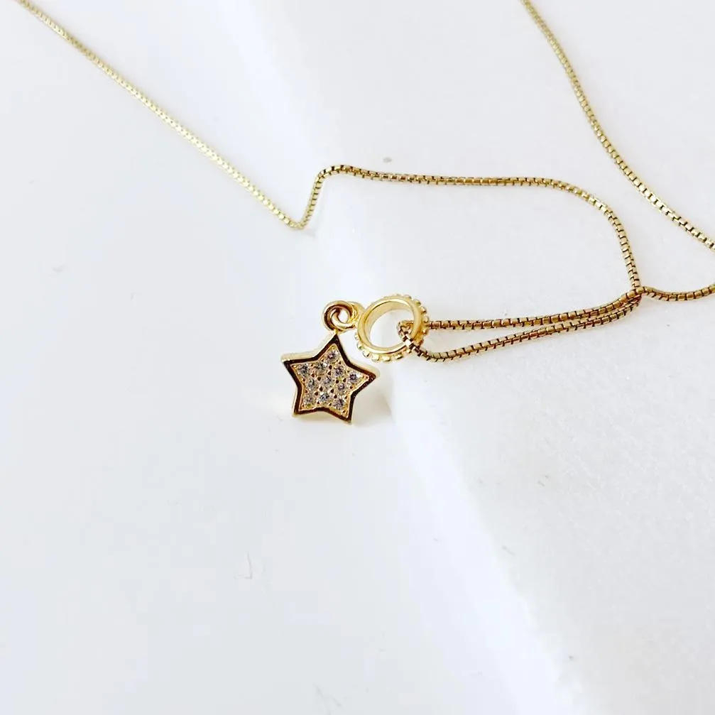 Tiny Star Necklace, Dainty Star Necklace, Cubic Zirconia Star Necklace,