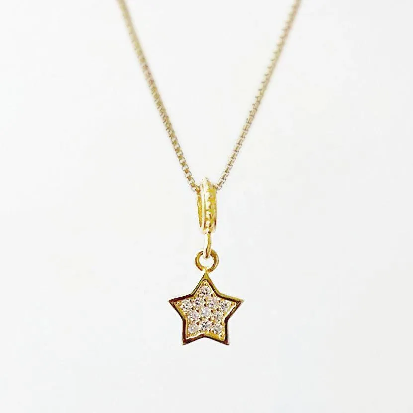Tiny Star Necklace, Dainty Star Necklace, Cubic Zirconia Star Necklace,