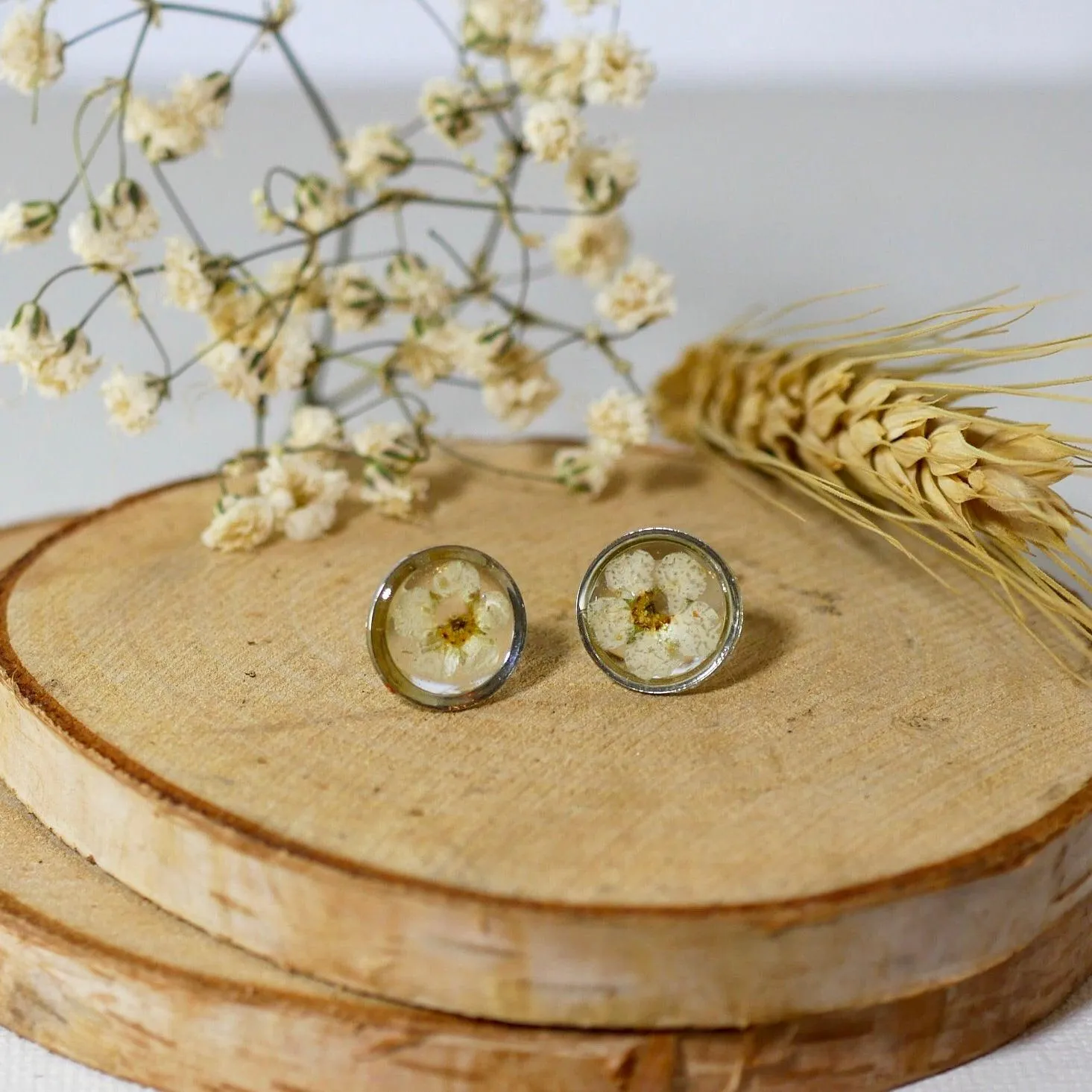Tiny White Flower studs