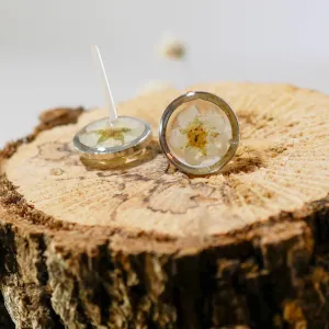 Tiny White Flower studs