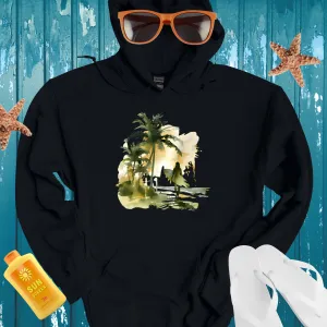 Tropical Beach Surfer Hoodie For Summer Adventures