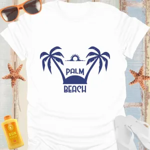 Tropical Palm Beach Ocean Blue Unisex Tshirt