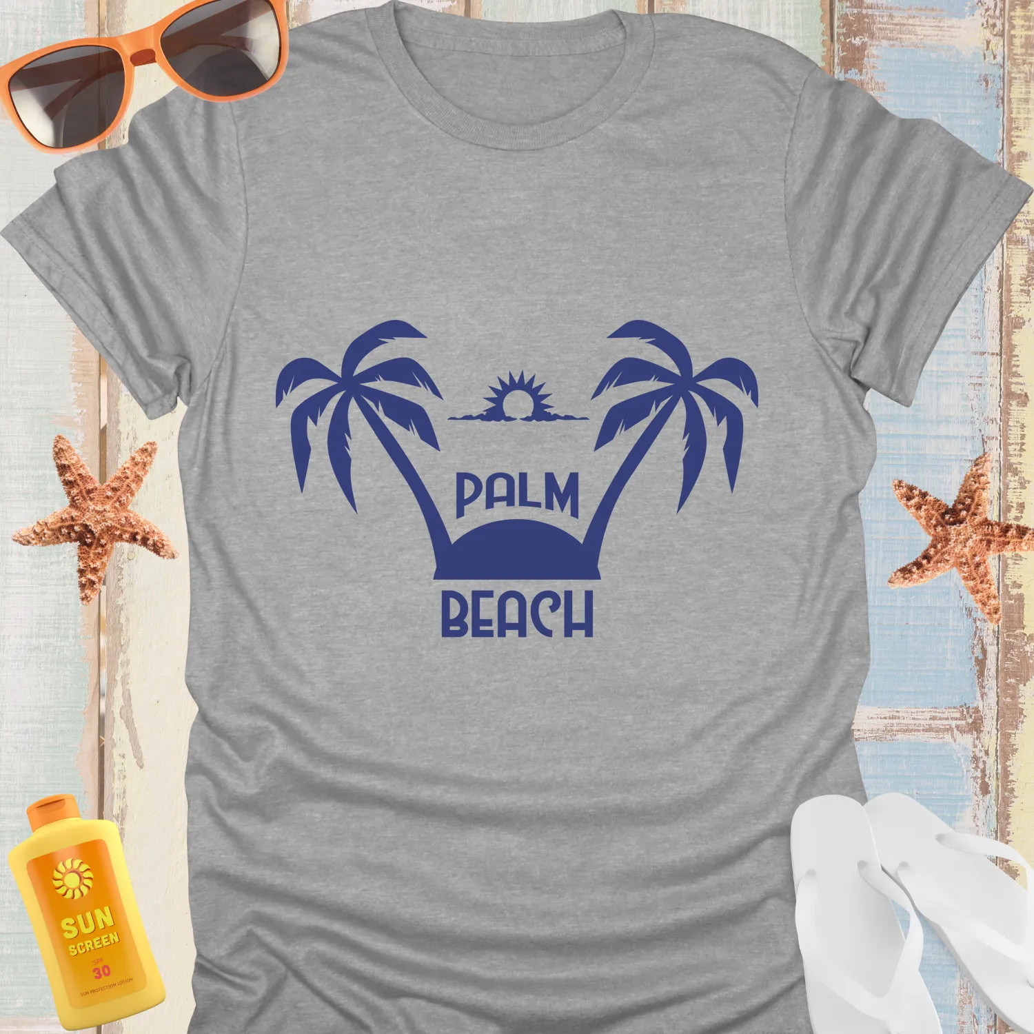 Tropical Palm Beach Ocean Blue Unisex Tshirt