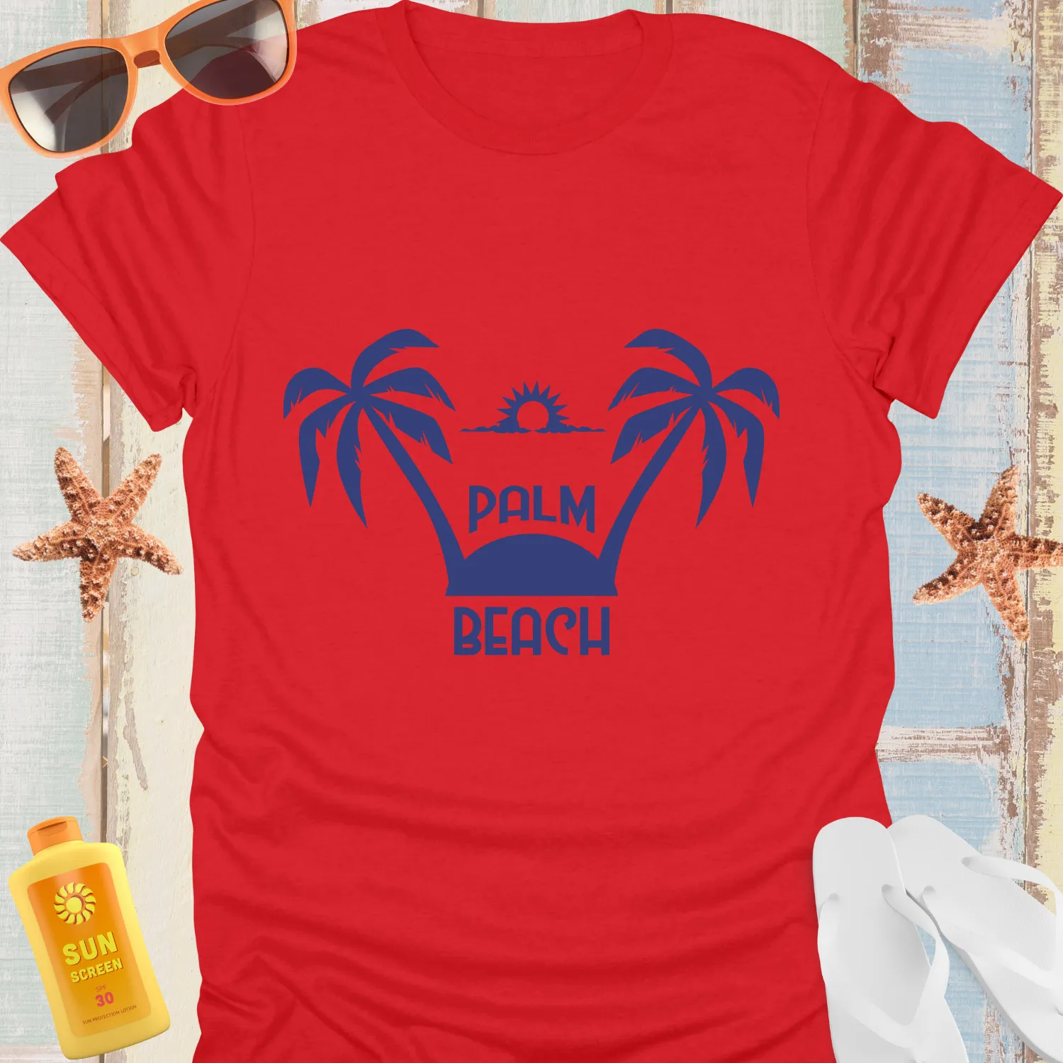 Tropical Palm Beach Ocean Blue Unisex Tshirt
