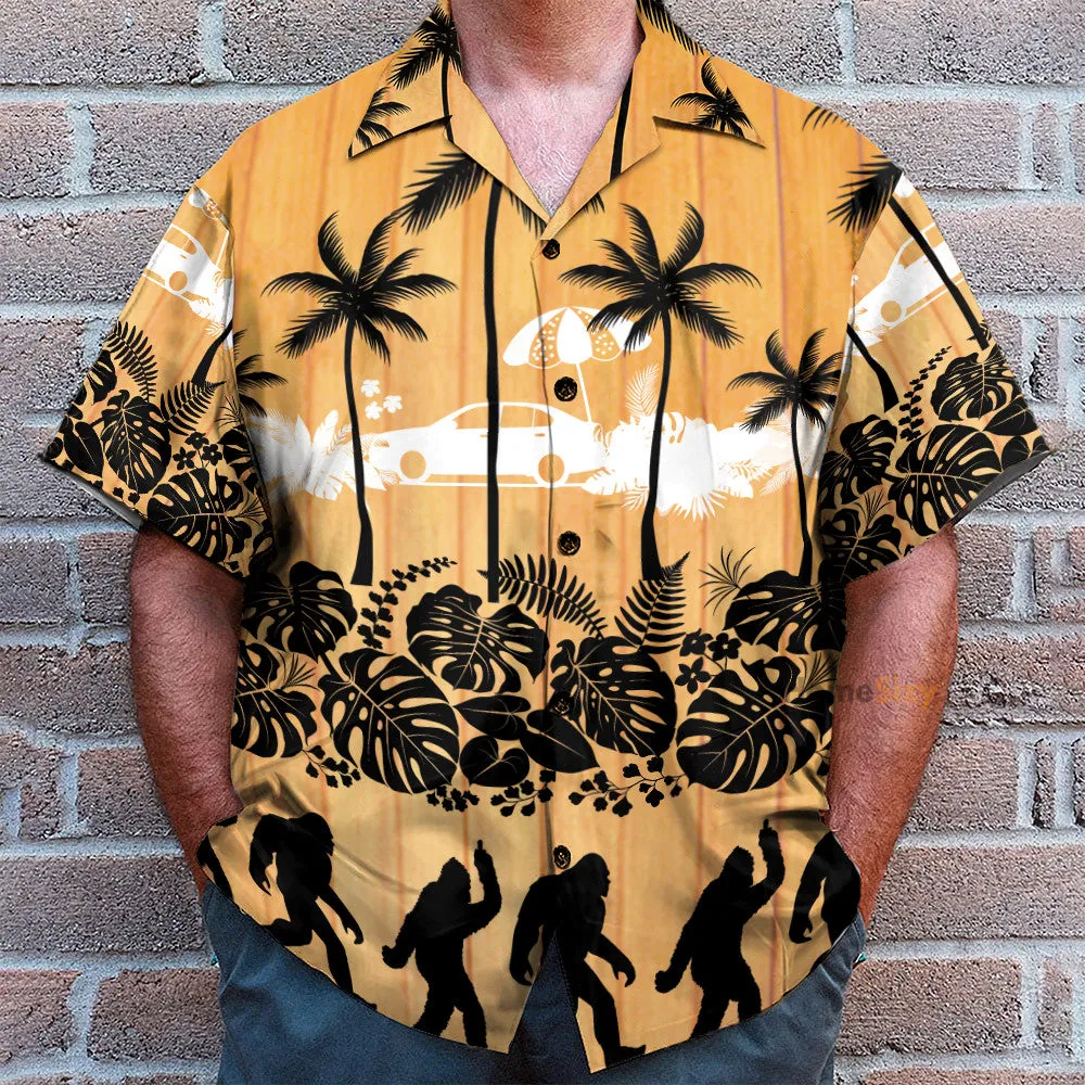 Tropical Palm Bigfoot Men's Button's Up Shirts - Hawaiian Shirt & Beach Shorts