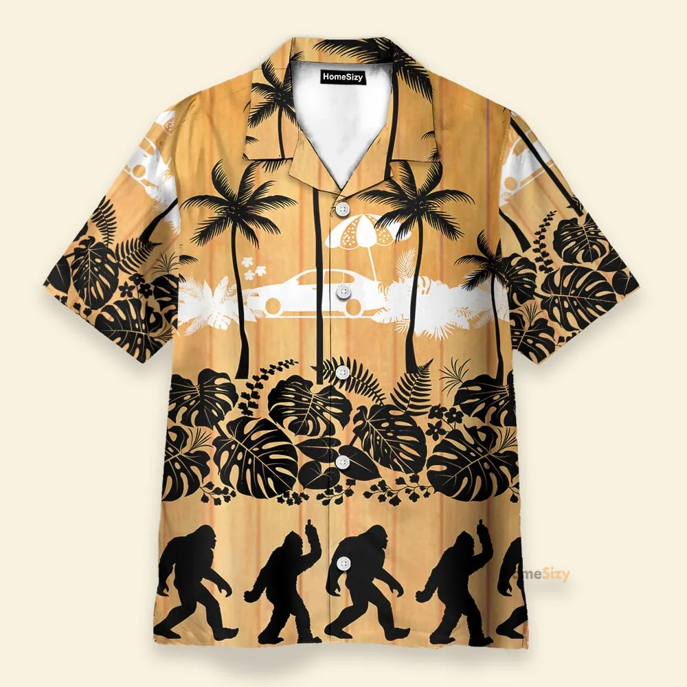 Tropical Palm Bigfoot Men's Button's Up Shirts - Hawaiian Shirt & Beach Shorts
