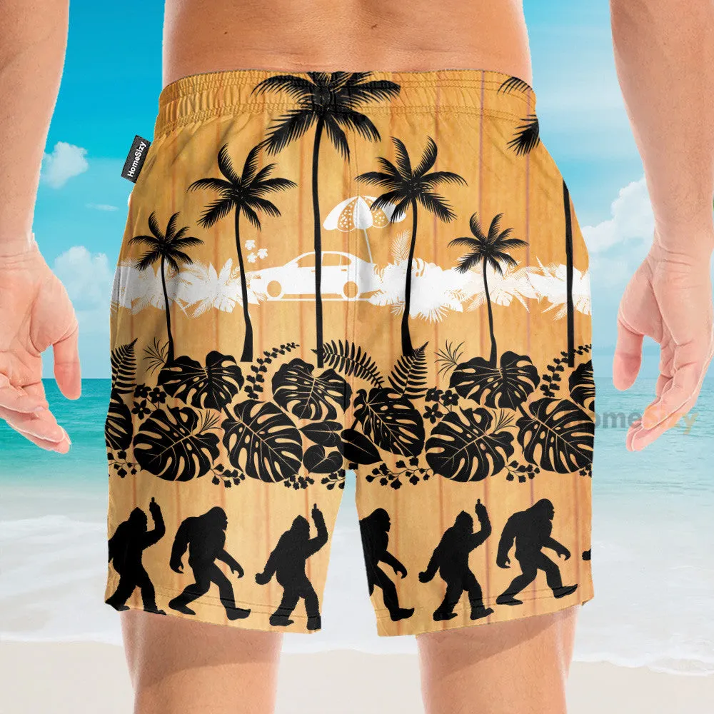Tropical Palm Bigfoot Men's Button's Up Shirts - Hawaiian Shirt & Beach Shorts
