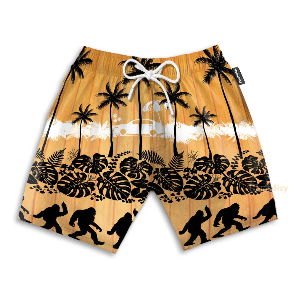 Tropical Palm Bigfoot Men's Button's Up Shirts - Hawaiian Shirt & Beach Shorts