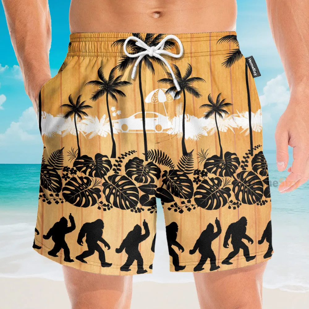 Tropical Palm Bigfoot Men's Button's Up Shirts - Hawaiian Shirt & Beach Shorts