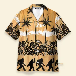 Tropical Palm Bigfoot Men's Button's Up Shirts - Hawaiian Shirt & Beach Shorts