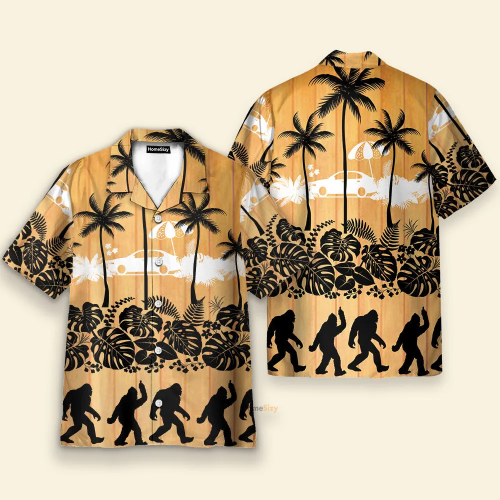 Tropical Palm Bigfoot Men's Button's Up Shirts - Hawaiian Shirt & Beach Shorts