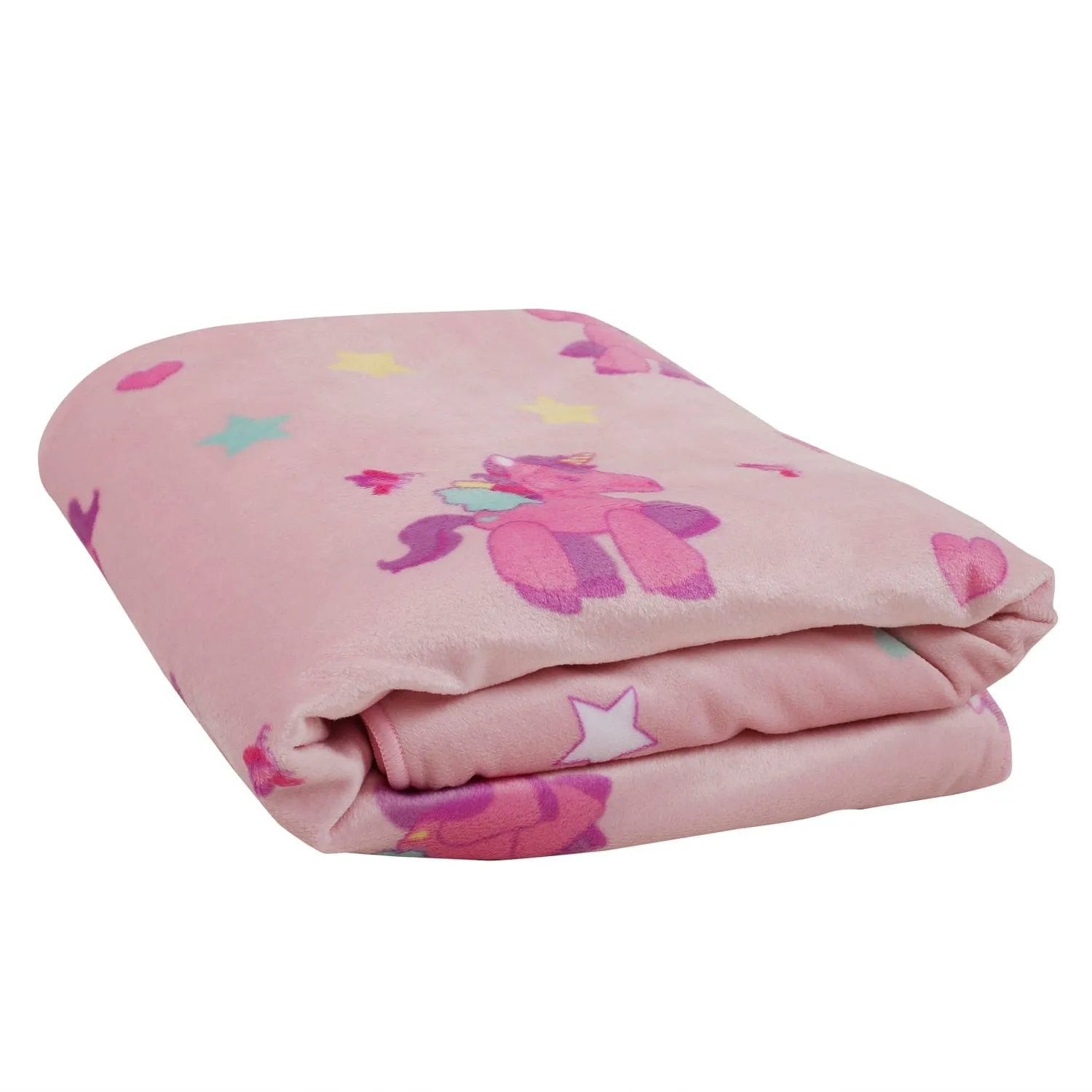 Unicorn & Rainbow Pink Double Sided Fur Blanket
