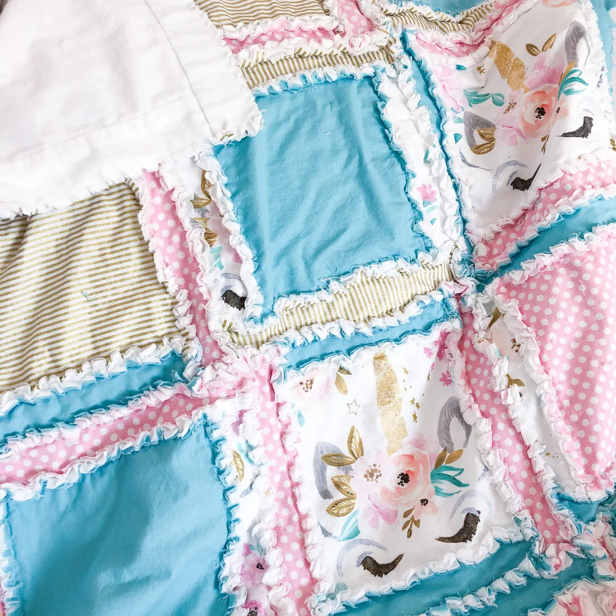 Unicorn Baby Blanket | Turquoise and Baby Pink