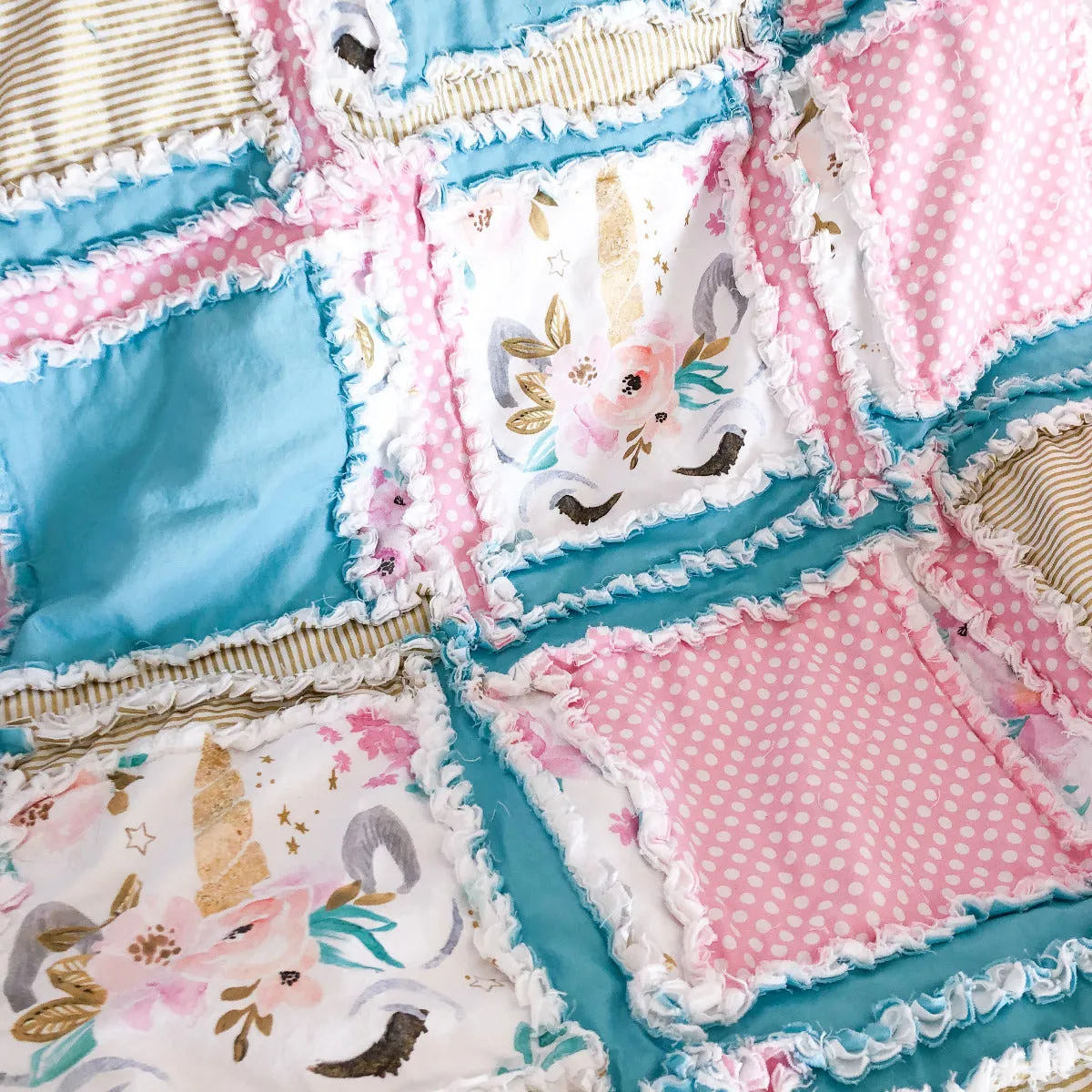 Unicorn Baby Blanket | Turquoise and Baby Pink