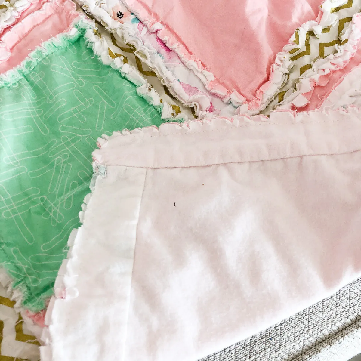 Unicorn Baby Rag Quilt for Girls