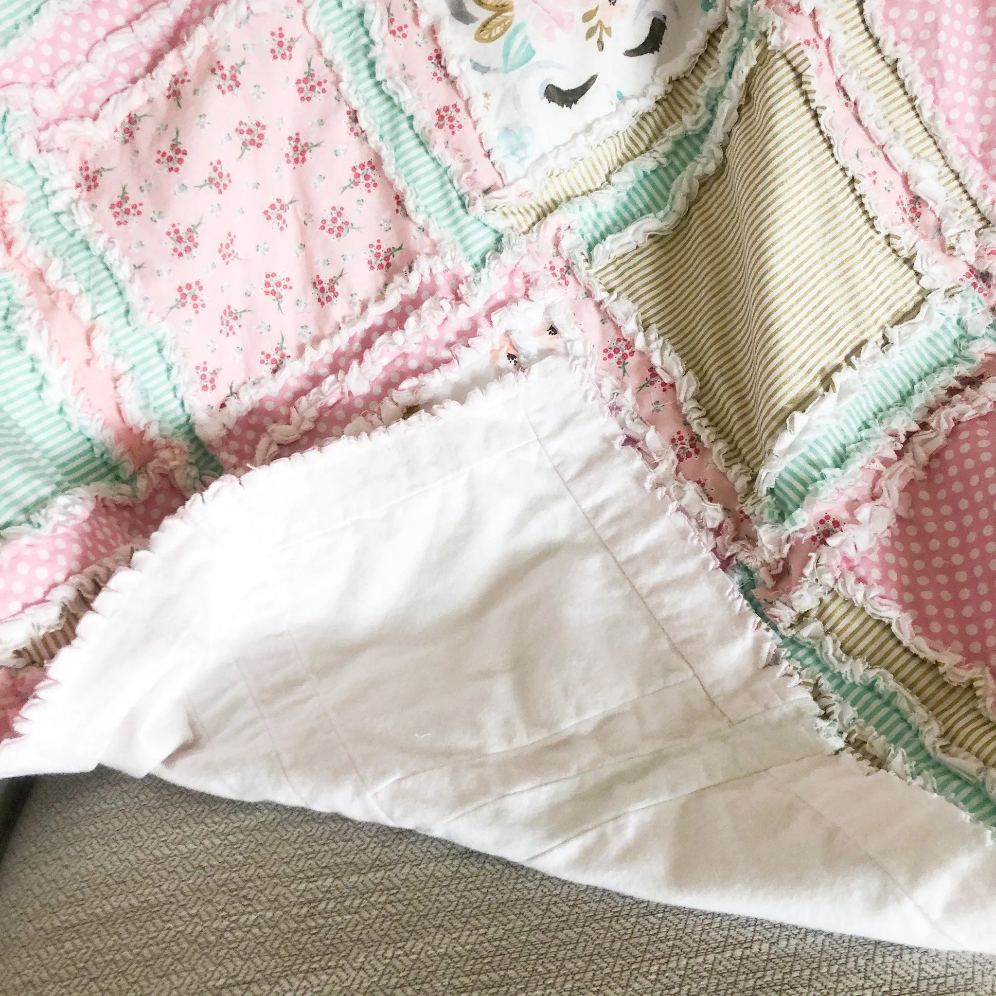 Unicorn Bedding Baby Girl Rag Quilt, Toddler Bedding Girl, Twin Bed Spread