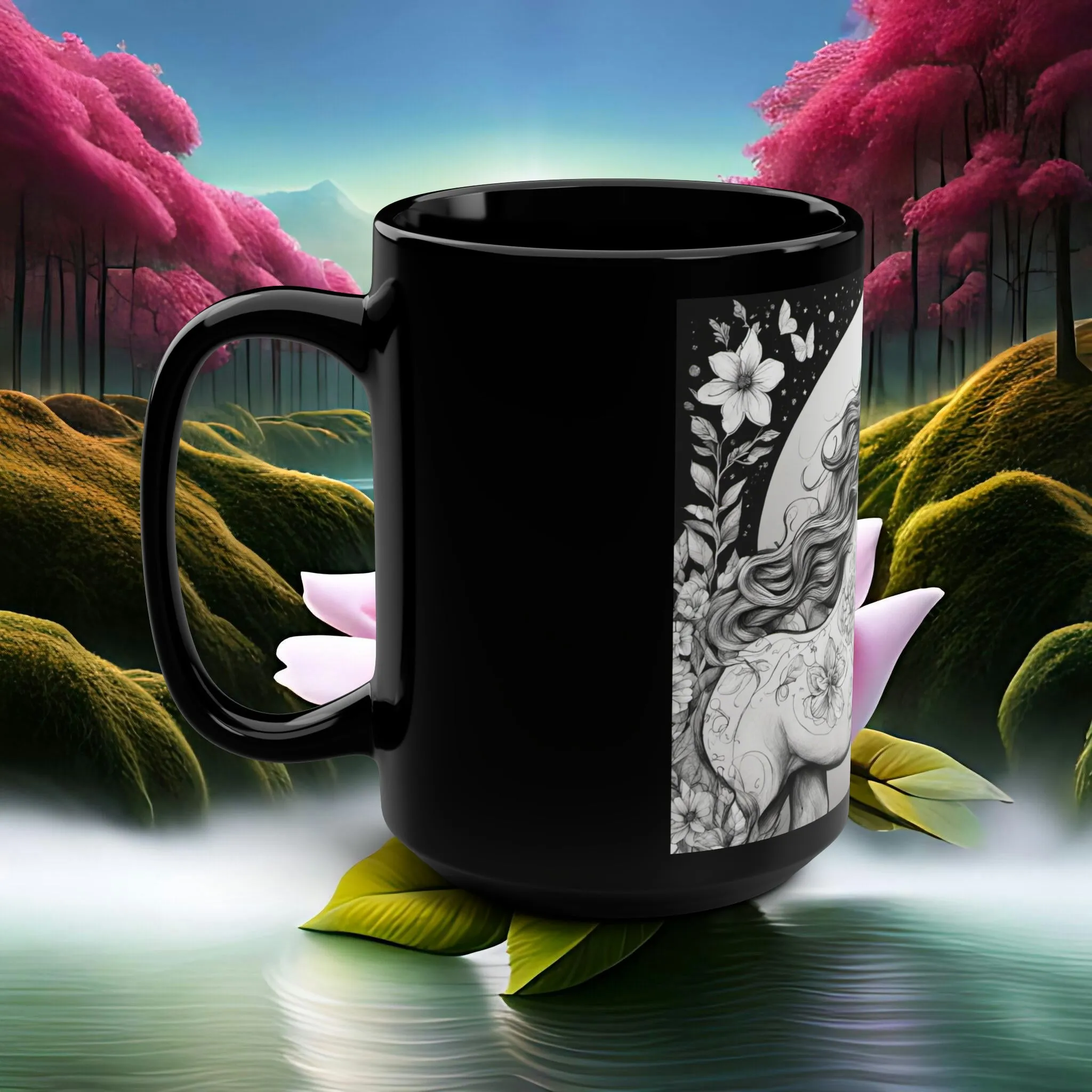 Unicorn Fantasy - Black Mug, 15oz