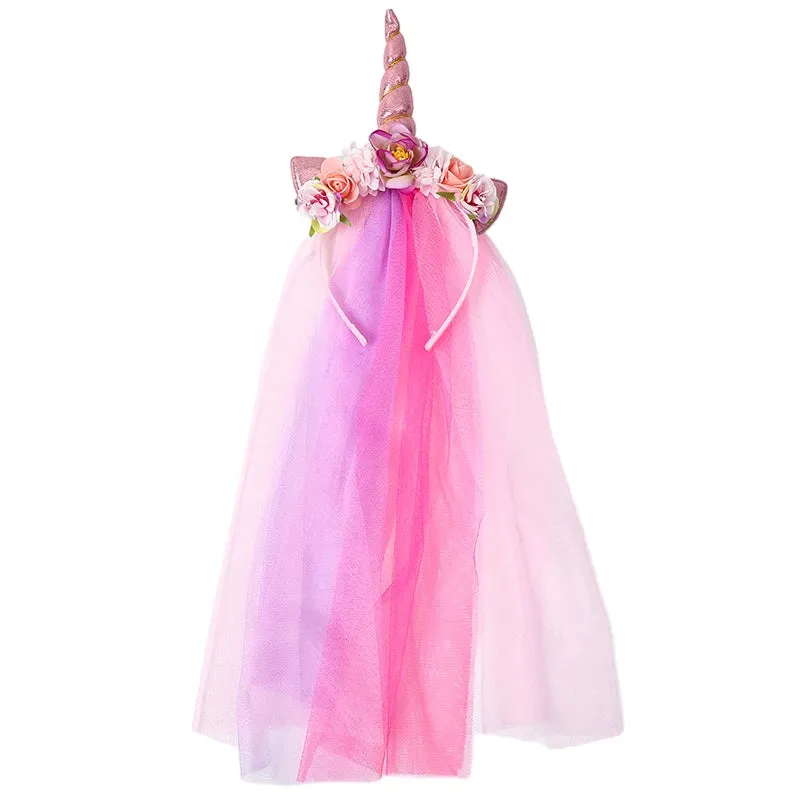 Unicorn Party Celebration Glitter Birthday Hat Fairy Hair Hoop Party Decor Hairbands Kids Children Girl Favor Headwear
