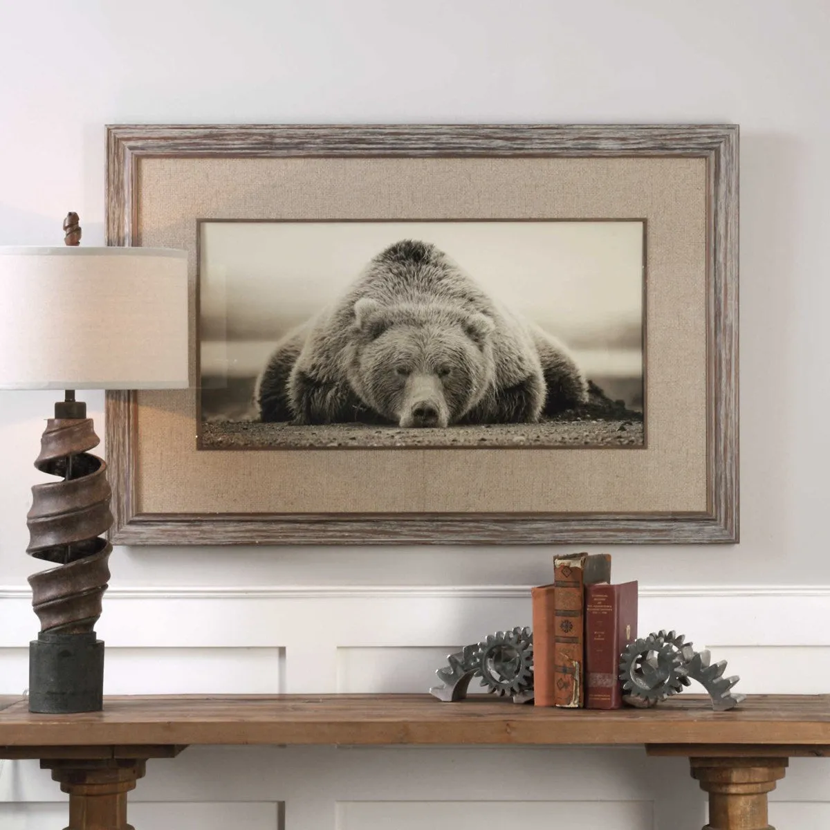 Uttermost Deep Sleep Bear Rustic Framed Print